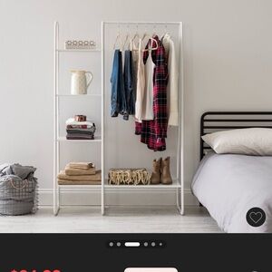 White Metal Clothing Rack with Shelves